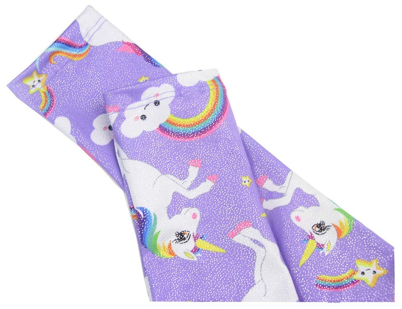 TENVDA Gymnastics Leotards for Girls 6-7 Years Old Purple Sparkly Unicorn Print Kids Long Sleeve Tumbling Outfit Bodysuits - Image 4